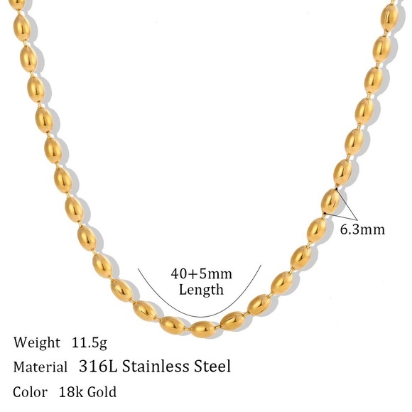 ◾️ 18K Gold Plated Oval Beaded Necklace Choker - Picture 6 of 7